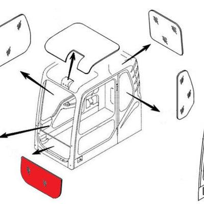 Стекло лобовое нижнее (триплекс) 4602563 / 4448307 HITACHI серия ZAXIS, ZAXIS-3G