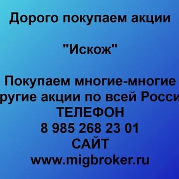 Покупаем акции «Искож». Оплата сразу! Лучшая цена акций «Искож» 