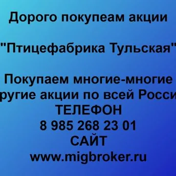 Покупаем акции «Птицефабрика Тульская». Оплата сразу! Лучшая цена акций «Птицефабрика Тульская» 